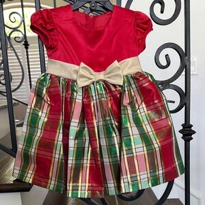 Bonnie Jean Festive Red Dress with Gold Accents